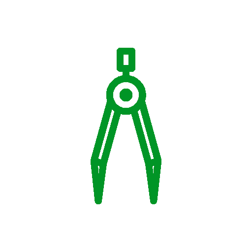 Green icon on a trasparent background showing a drafting compass