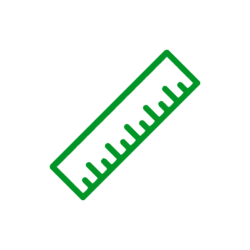 Icon graphic of a green ruler on a transparent background