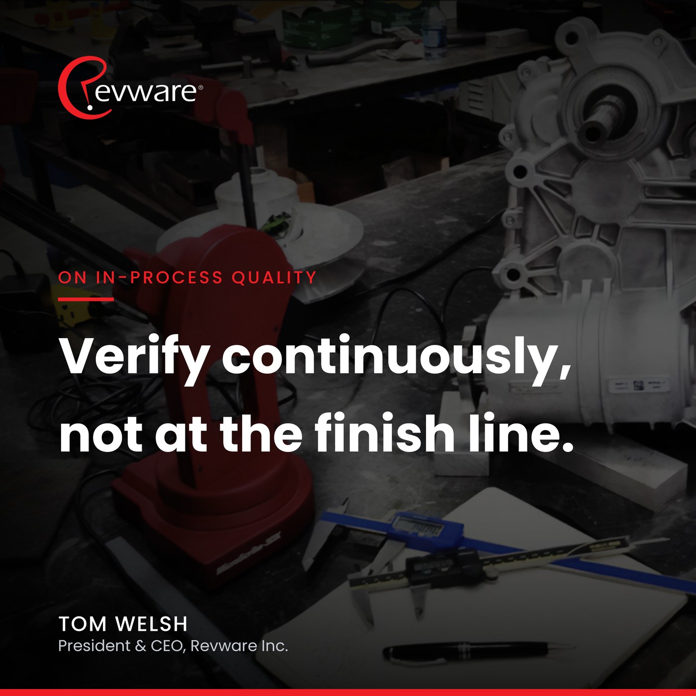 Verify continuously, not at the finish line. A MicroScribe measuring a cast housing on the bench.